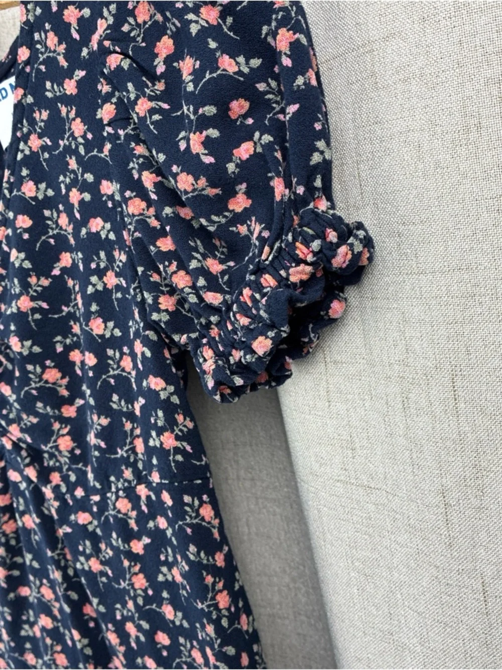 Old Navy Dress Girls Ditsy Floral Dark Blue Aline Cottagecore Prarie L 10-12